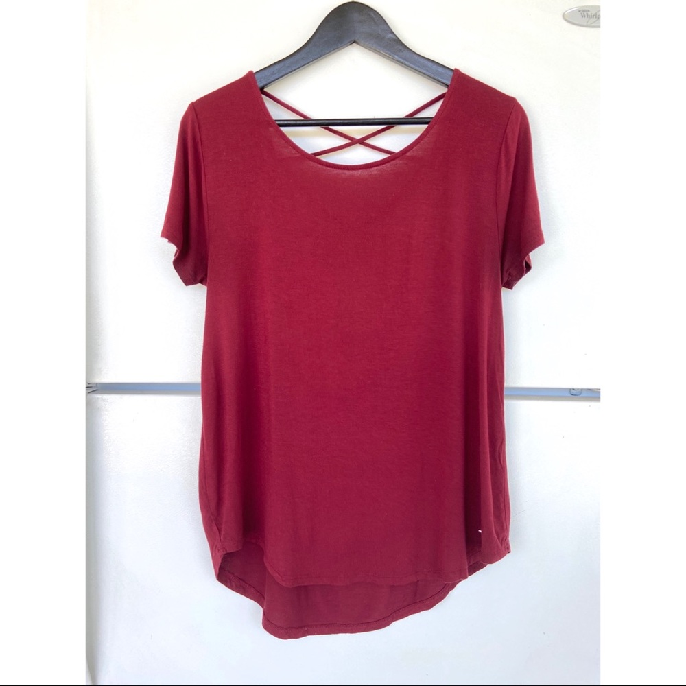 Hollister Burgundy Must Have Easy Cross Back Tee